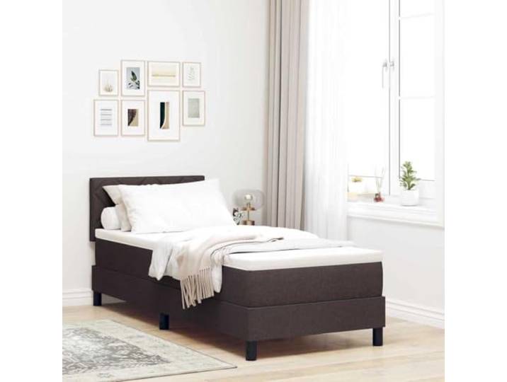RJPLMFV Boxspringbett, Dunkelbraun, 80 x 200 cm, Stoff 2-stufig verstellbares Kopfteil, Schaumstoff und Taschenfedern, Lattenrost inklusive, modernes Design