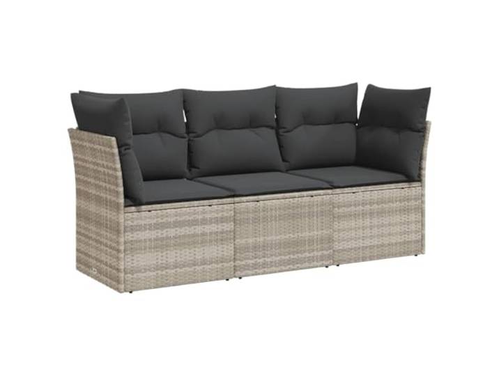 PUGYNBK 3-teiliges Sitzgruppe Synthetik Rattan, Grau Modulare, dicke abnehmbare Kissen, wetterfest, ideal für Terrasse