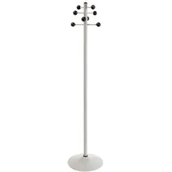 PROREGAL Garderobenständer aus lackiertem Stahl mit 8 Kunststoff Knöpfen | Höhe 178cm | Fußplatte aus Metall | Grau