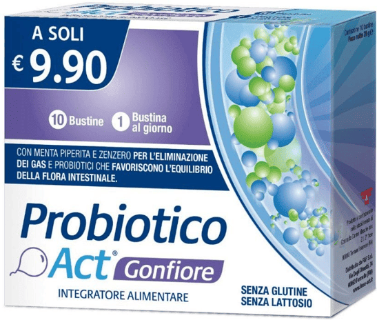 F&f Probiotico Act Gonfiore Integratore 10 Bustine