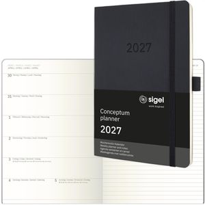 Sigel Buchkalender C2724, Conceptum, Jahr 2027, A5, Notizkalender, 1 Woche = 2 Seiten