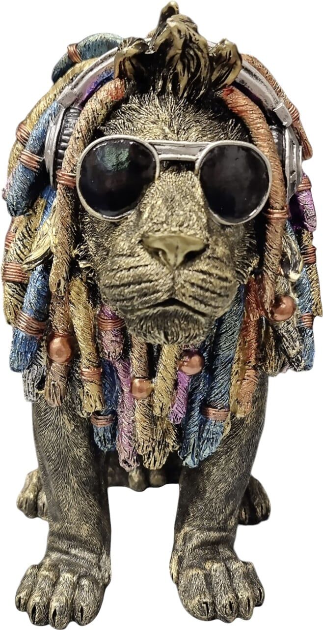 FD Dekofigur Löwe mit Brille 20 cm gold