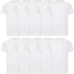 10er Pack Fruit of the Loom Valueweight T-Shirt, weiß, M