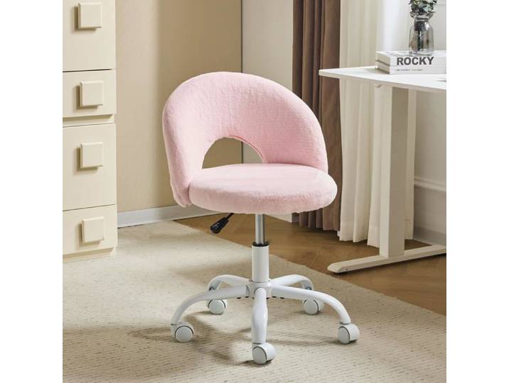 Chaise de Bureau Esthétique s Accoudoirs Petite Chaise Conftable Fauteuil de Coiffeuse avec pt Lombaire Rose Rose BUREAU