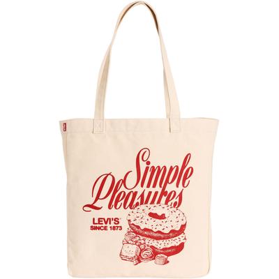 Shopper LEVI'S "EVERYDAY GRAPHIC TOTE", Damen, beige (simple pleasures donut rot), Canvas, Baumwolle, bedruckt, Taschen Shopper, Beuteltasche - ideal für Einkäufe, Shopping & Alltag
