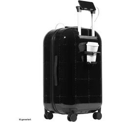 HTI-Living Koffer mit Teleskopgriff und Becherhalter Schwarz glänzend, Koffer, Schwarz