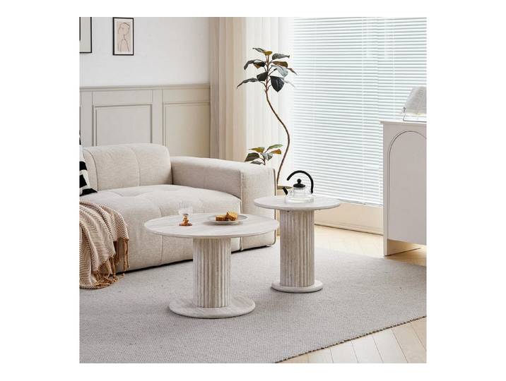 LuxusKollektion Couchtisch Couchtische 2er-Set Stapelbar Rund (2-St)