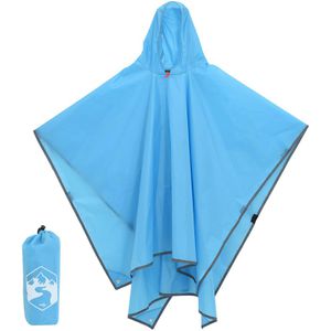 vidaXL Regenponcho 4004198, Länge 116 cm, wiederverwendbar, mit Kapuze & Kordelzug, blau, wasserdicht