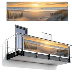 BALKON-SICHTSCHUTZ Strand - Dünen - Sonnenuntergang Windschutz 300x90 cm