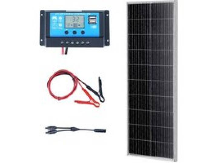 VEVOR 100W Solarpanel Kit 12V monokristallinen Solarmodul plus Laderegler 8,33A Solaranlage Umwandlungsrate von 23 % Kompatibel mit AGM-, GEL-, FLD-, LI-Batterien Ideal für Wohnmobile Yachten Zuhause