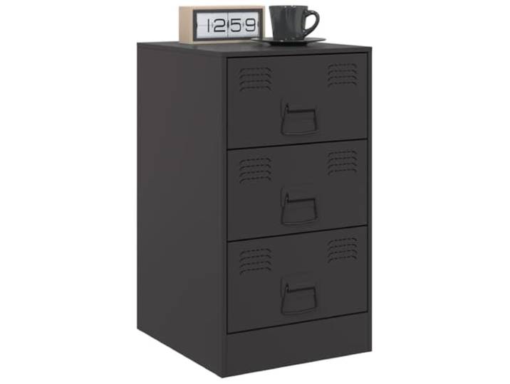 KTHLBRH Nachttische 2 Stück Schwarz 34,5 x 39 x 62 cm Stahl 3 Schubladen, Metallgriffe, Kapazität 24 kg, einfache Reinigung, Schlafzimmer