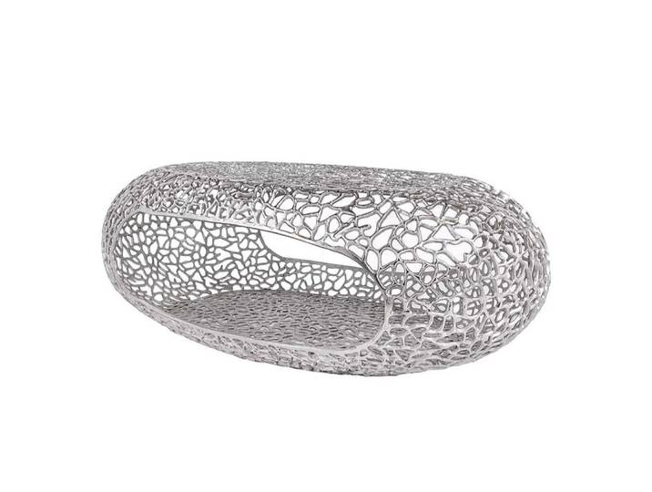 LebensWohnArt Couchtisch Design Couchtisch RIXOS silber 120cm Metall silber Handarbeit