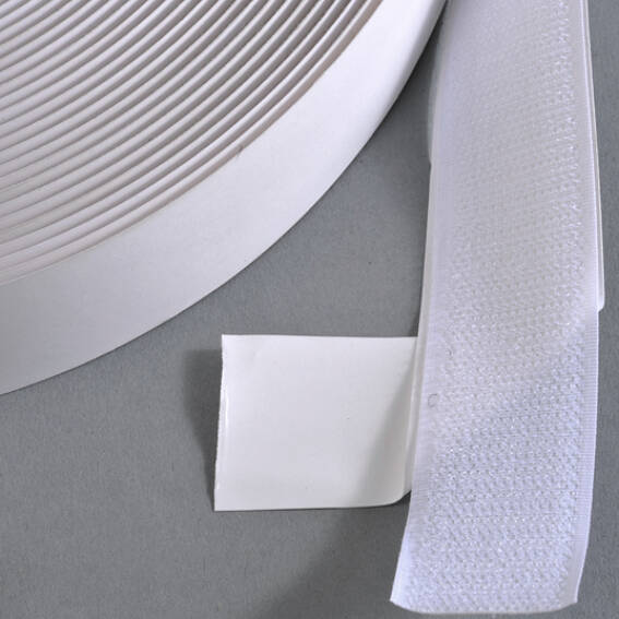 SPRINTIS Banda de sujeción por contacto, autoadhesiva, gancho (rollo con 25 m) 25 mm   blanco, nylon, poliéster