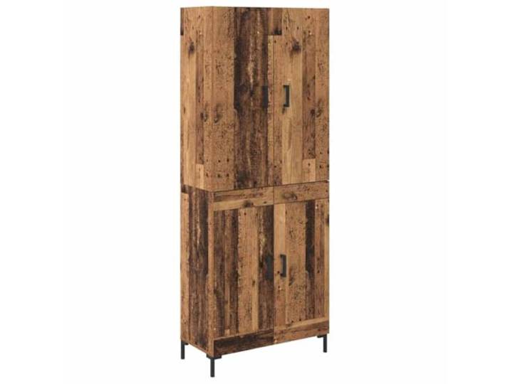 GHVBNMF Highboard Altholz-Optik 69,5x34x180 cm Holzwerkstoff 2-teilig Matte Oberfläche in Altholz-Optik mit Tür und offenen Fächern für Wohnzimmer, Esszimmer und Flur.