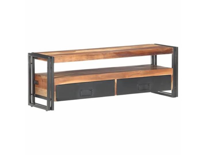 LKJephalotrope TV-Schrank Massivholz 120x30x40 cm TV Board Lowboard Rustikales TV-Möbel aus Akazie und Gummibaum mit 2 Schubladen sowie Ablage für das Wohnzimmer.