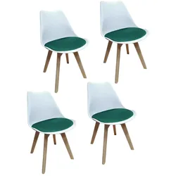 HTI-Living, Stühle, Esszimmerstuhl Samt 4er Set Atlanta Weiss/Grün