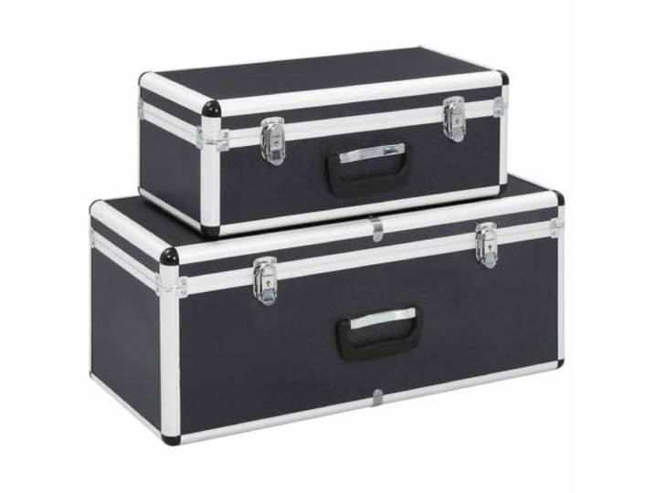 vidaXL Boîtes de Rangement 2 pcs Valise de Transport Coffre à Outils Coffre de Stockage Boîtes à Outils Coffre de Transport Coffre de Rangement Noir