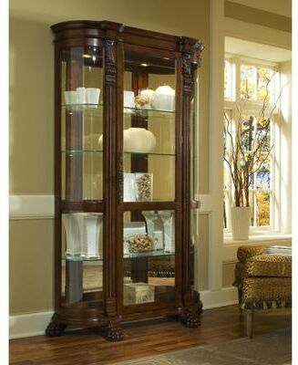 Brown Finish Half-round Curio Cabinet - 17 x 53 x 82