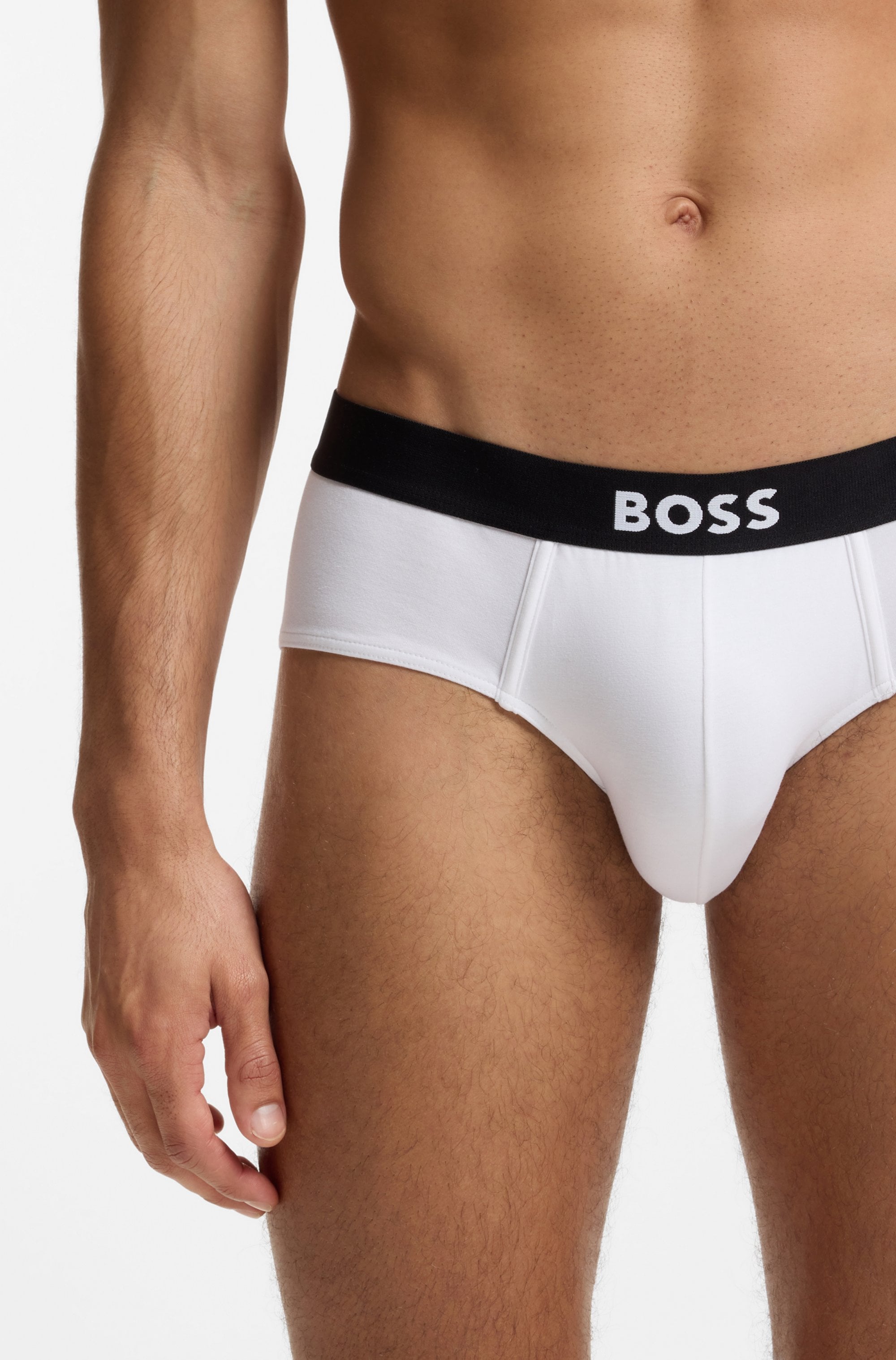 Hipster BOSS "3P BOSS ONE", Herren, Gr. S (48), Jersey, weiß (weiß 100), Jersey, Obermaterial: 95% Baumwolle, 5% Elasthan, unifarben, Unterhosen Hipster