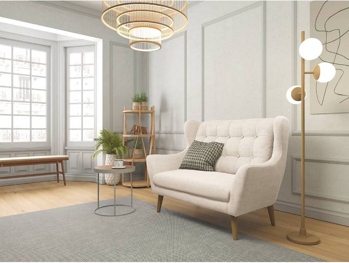 2-Sitzer Sofa Zarza Grau Webstoff Levia 144 x 107 x 94cm Skandi