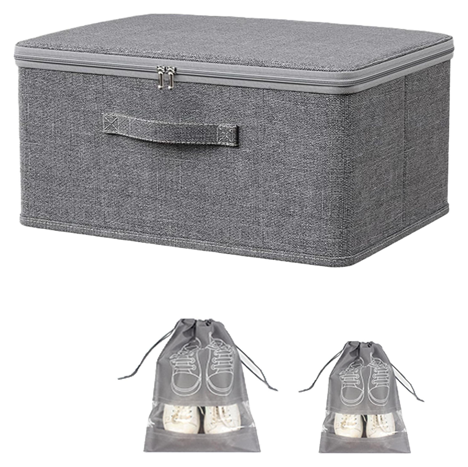 Dripio Opvouwbare opbergbox met deksel, grijs, textiel