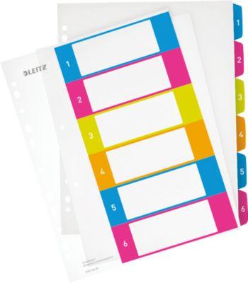 LEITZ® Kunststoffregister Wow, Zahlen 1-6, A4 Überbreite, PC-beschriftbar,einzeln