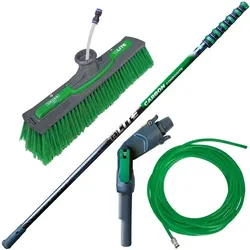 Unger CC85H nLite Carbon Composite 8,60 m Wasserstangen Set teleskopische Stange, Winkeladapter, Power Bürste, Schlauch