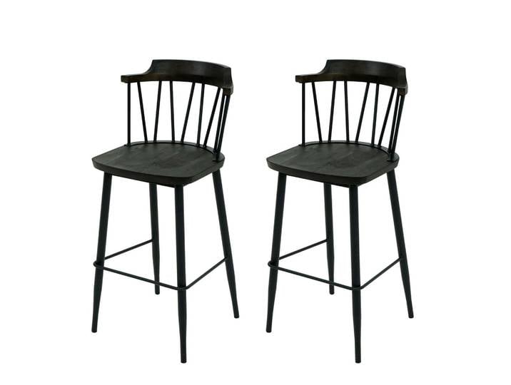Jamb Barhocker G69B Schwarz 2er-Set, Holz, 43x103x44 cm, Esszimmer, Barmöbel, Barhocker