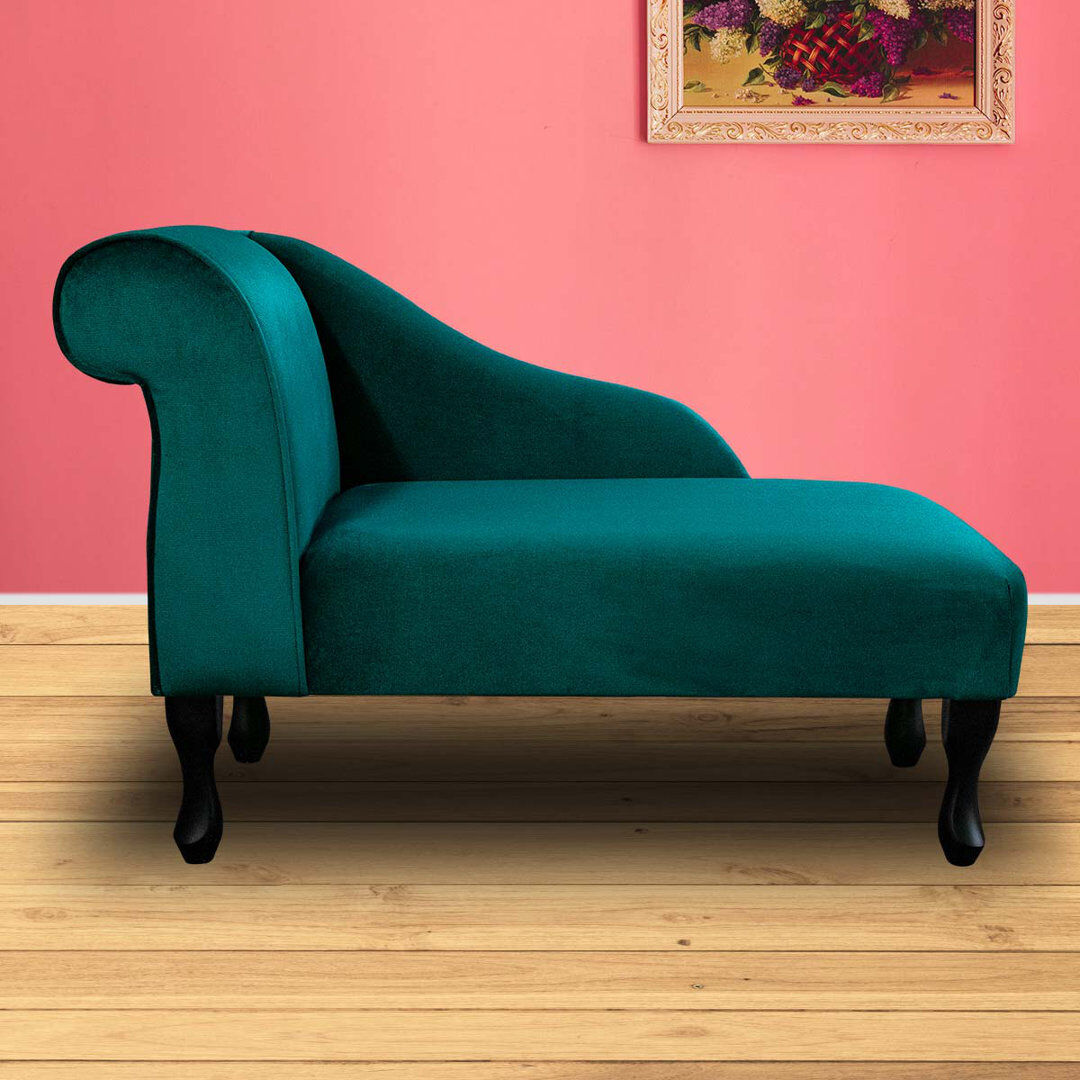 Beaumont Velvet Chaise Lounge Green 69cm H X 51cm W X 104cm L