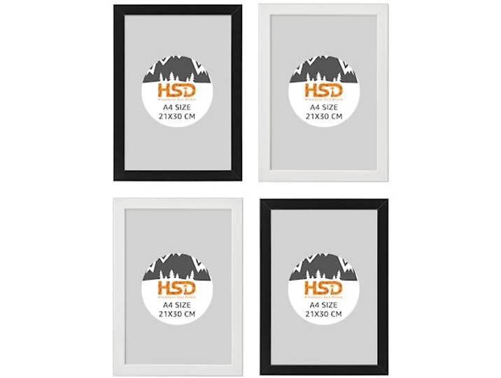Ikea Fiskbo Lot de 2 cadres photo 21 x 30 cm Blanc et 2 x Noir Format A4