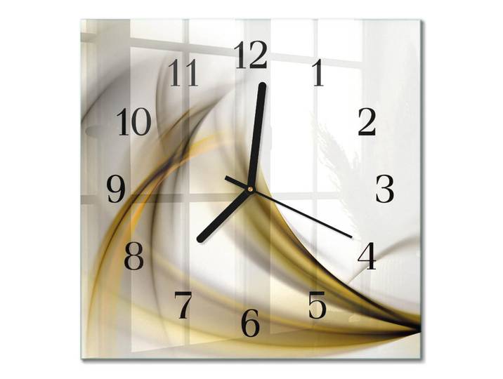 Tulup Wanduhr 30x30 cm - Abstrakte Linien, Gelb, Glas, Quadratisch, 30x30x0.4 cm, Dekoration, Uhren, Wanduhren