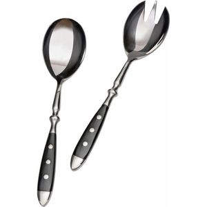 Gräwe Salatbesteck Nürnberg, Set 2-teilig, Edelstahl geschmiedet, silber / schwarz, 21,5cm