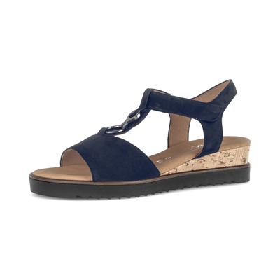 Keilsandalette GABOR "Genua", Damen, Gr. 38, Textil, blau (dunkelblau), Ziegenveloursleder, Schuhe, Sommerschuh, Komfortschuh in Weite G (=weit)