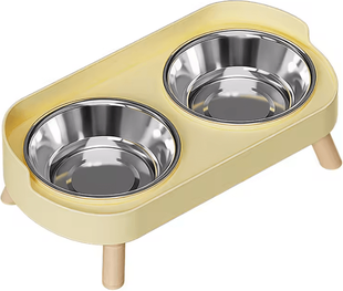 Inspire Curations PureEase Double Ceramic Elevated Pet Bowl Set yellow