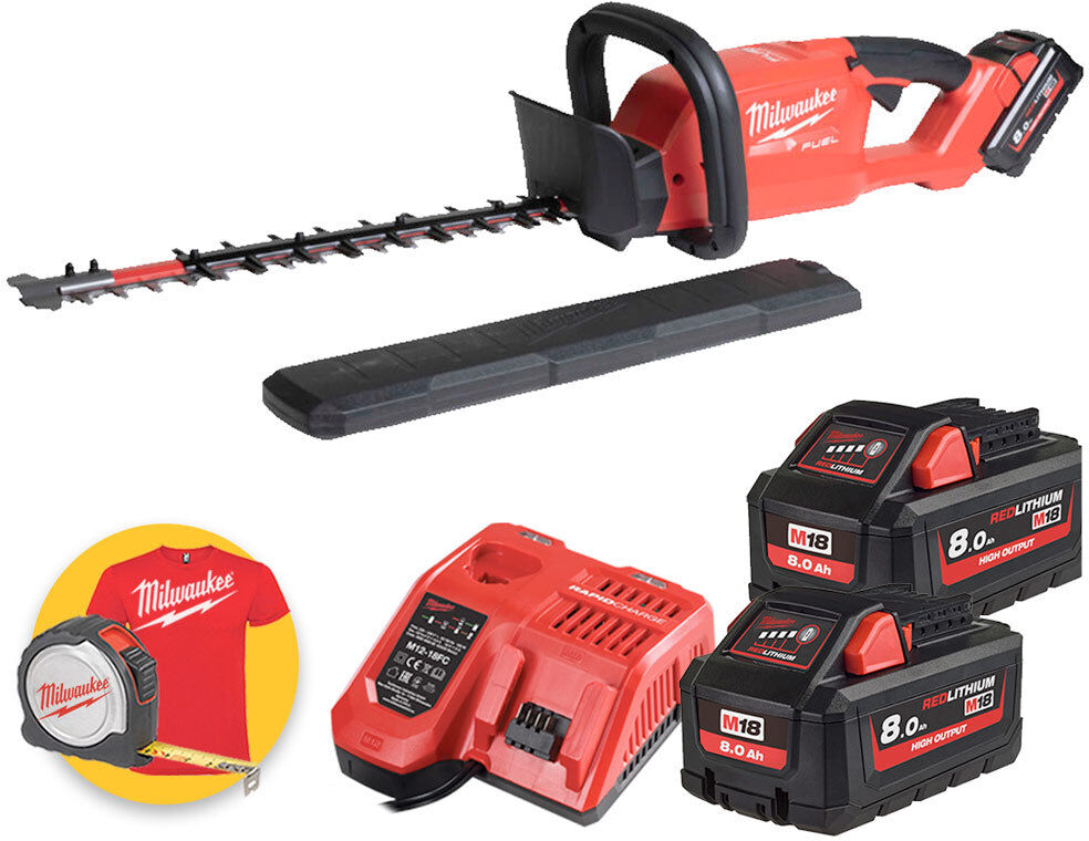 Milwaukee M18 FHET60-802 Tagliasiepi a batteria 18V 60 cm con lama bilaterale 2 x 8Ah