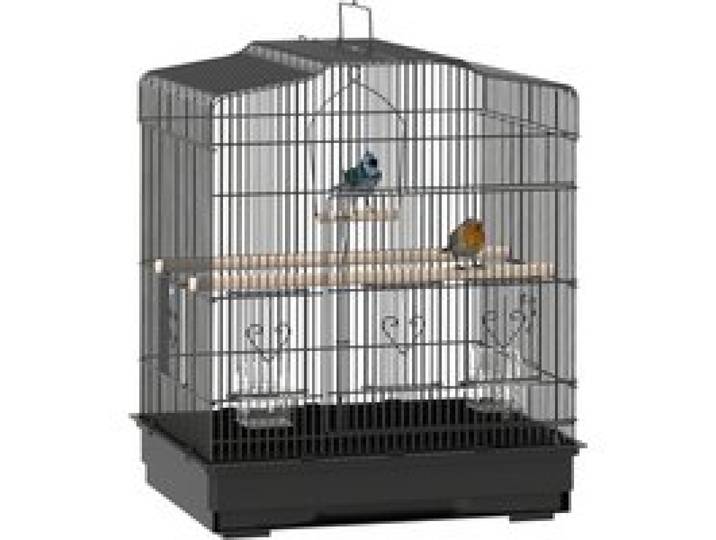 Pawhut Vogelkooi 46,5x36x59 cm met 2 voerbakken, 2 zitstokken, schommel, uitneembare lade en stalen frame