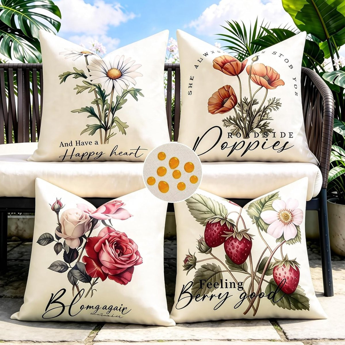 Waterdichte kussenslopen met oranje bloemenpatroon voor bohemian decoratie, 50 x 50 cm