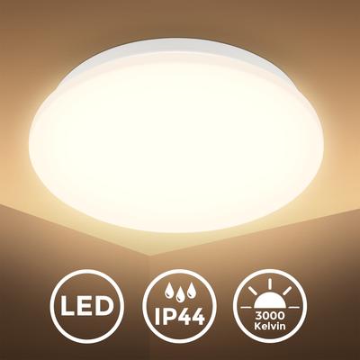 B.K.LICHT LED Deckenleuchte "LED Bad Deckenleuchte mit Mikrowellensensor", weiß, 1, Ø 27cm H: 6cm, 1 Stk., Leuchten, 12W 1300Lm 3000K IP44 270x60mm (DxH), LED Deckenleuchte