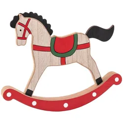 Deko-Schaukelpferd aus Holz, rot/natur