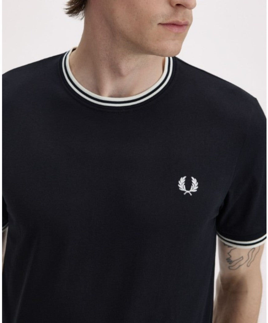 Camiseta Fred Perry Twin Tipped Hombre Negro M