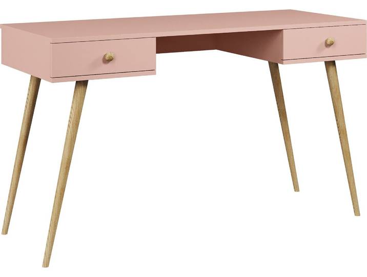 FEDVE Schreibtisch Laptoptisch Febog Büromöbel Bürotisch Arbeitstisch mit Schubladen NATÜRLICHES ROSA