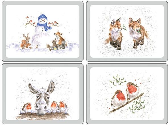 Wrendale Designs Set Of 4 Christmas Animal Large Placemats
