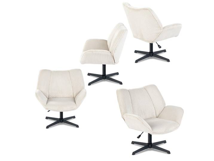 Meubles Cosy Sessel 4er-Set in Webstoff, Beige, 72x90.5x70 cm, Wohnzimmer, Sessel