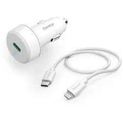 HAMA Auto-Schnellladegerät mit Ladekabel Lightning, PD, 20W, 1 m, Weiß