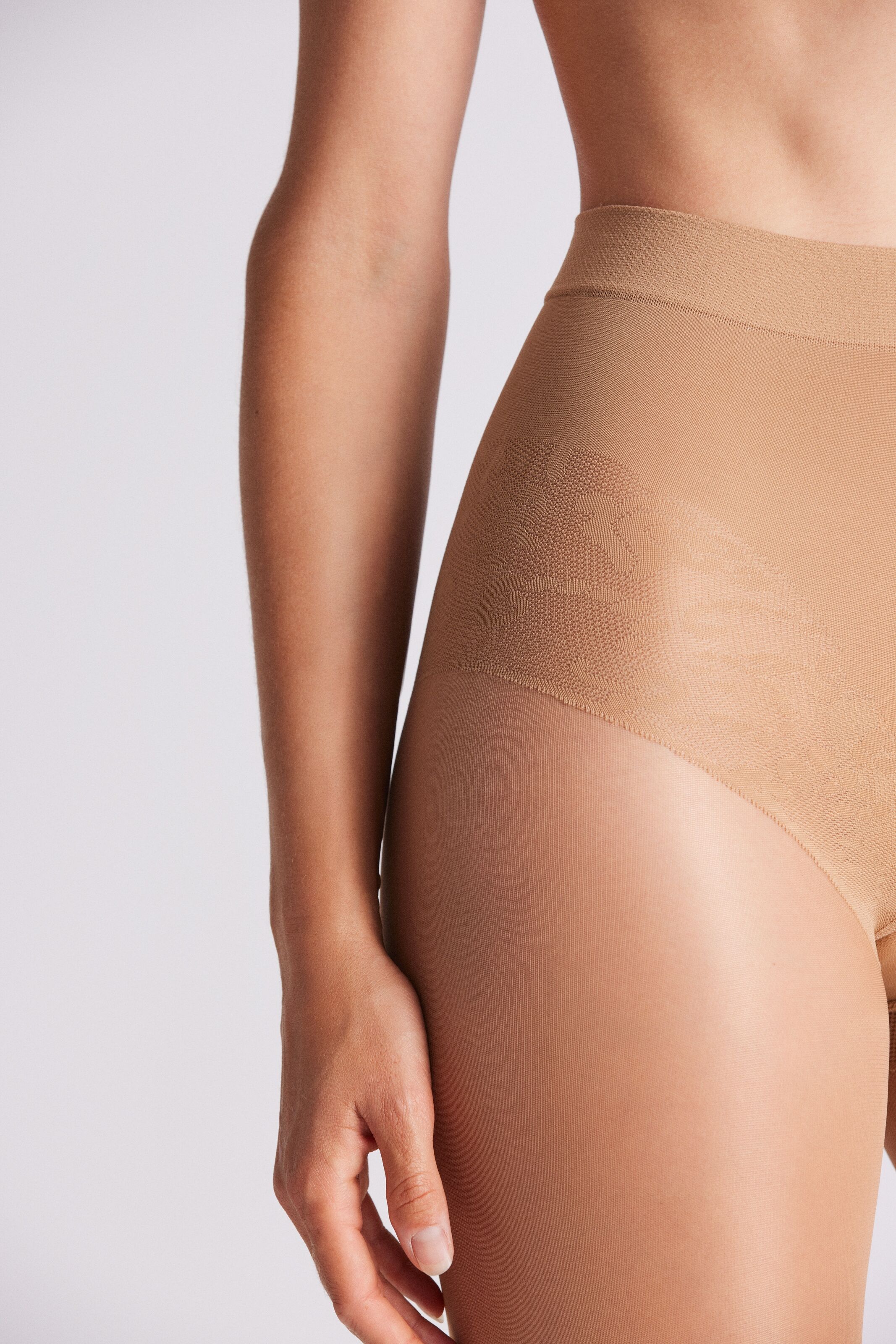 Shaping-Strumpfhose YSABEL MORA "SHAPING TIGHTS BASIC COLLECTION", Damen, Gr. L, beige (bronze), Obermaterial: 85% Polyamid, 15% Elasthan, Strumpfhosen Shaping-Strumpfhose, mit Spitzenhöschen-Optik, Shaping-Effekt bronze L