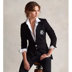 Polo Ralph Lauren für Damen. 211795348001 Blazer Strukturiert Schwarz (40), Lässig, Baumwolle