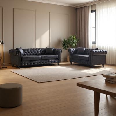 ZWYO HOSIMU Fabric Modern Sofa Set with Solid Wood Frame, Rolled Arms and 4 Cushions (5-Seater)