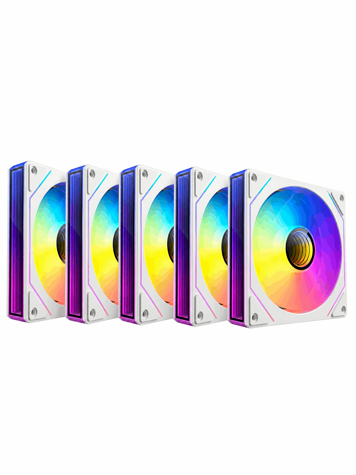 DUTZO INF 120 PWM ARGB (5-pack) - Gehäuselüfter - 120mm - Weiß mit RGB LED - 28 dBA