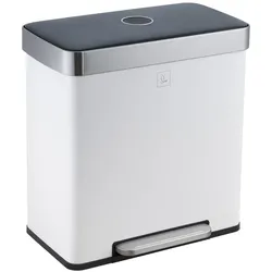 SVITA LT2X30 Mülleimer 60l Treteimer Tretmülleimer Abfalleimer 2 Fächer freistehend mit Deckel inkl. Inneneimer Weiß
