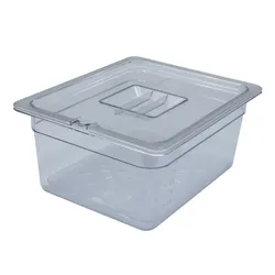 AcMax Set GN 1/2 Polycarbonat Behälter 9,5 Liter 150mm Deckel-Einkerbung und Abtropfeinlage